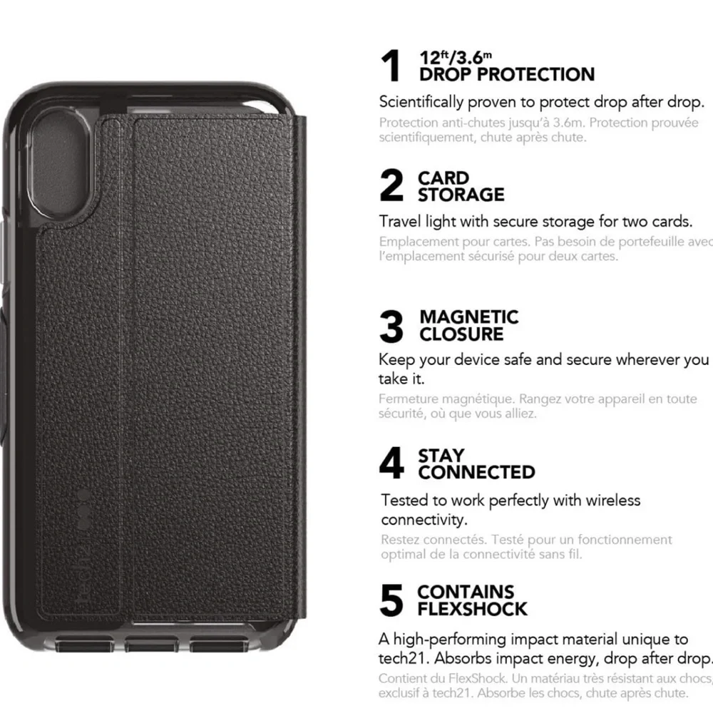 tech21 Protective Evo Wallet Card Storage Magnetic Close Case iPhone XS …